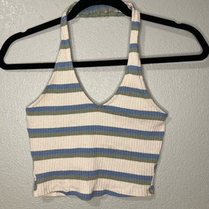 Ribbed stripped halter top